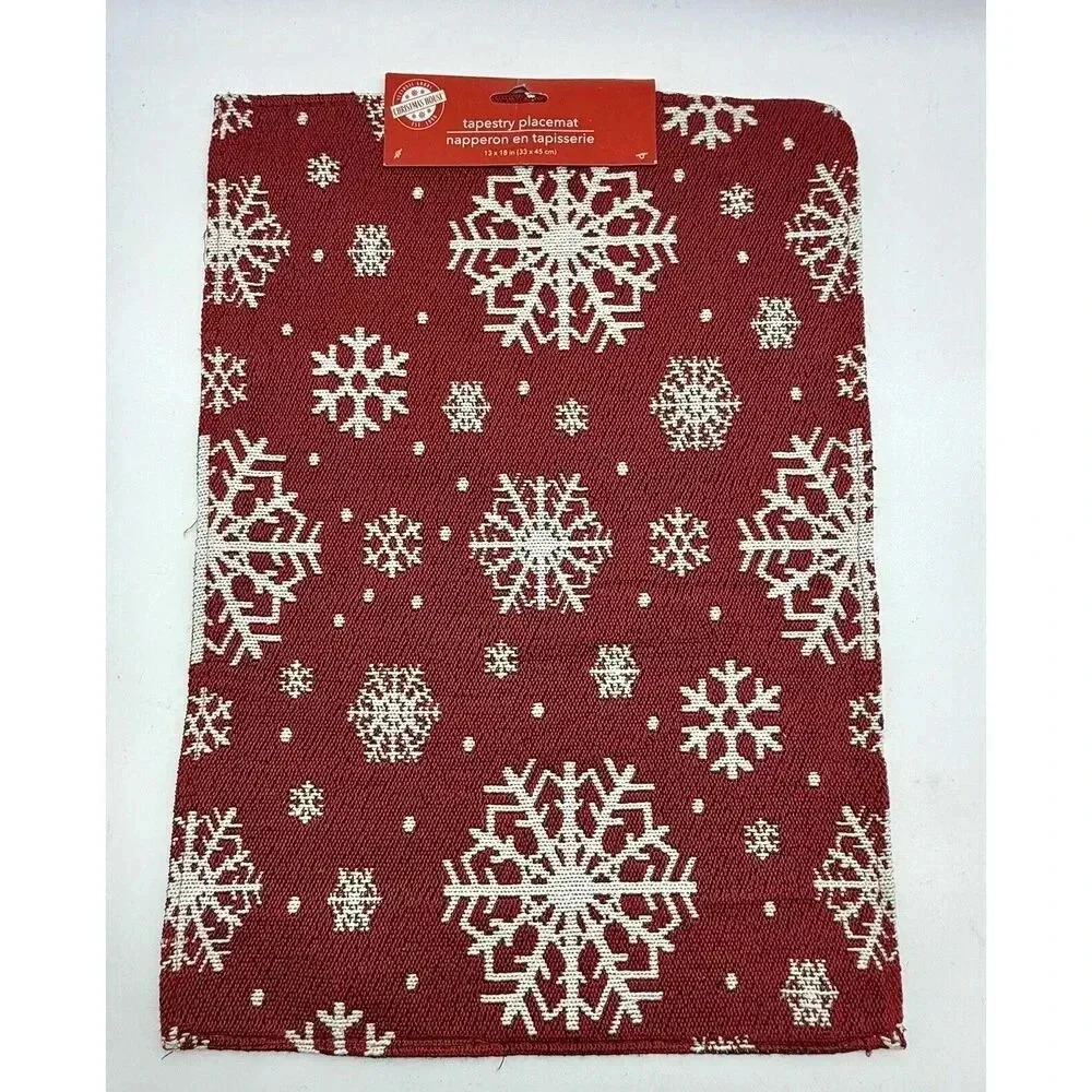 Christmas House Snowflakes Christmas Holiday Tapestry‎ Placemat 13” x 18” NWT